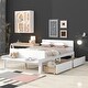 preview thumbnail 15 of 26, Stylish Twin/ Full Size Platform Bed Frame with Footboard Bench and 2 Storage Drawers, Pine Wood Platform Bed Frame for Bedroom Full - Full White