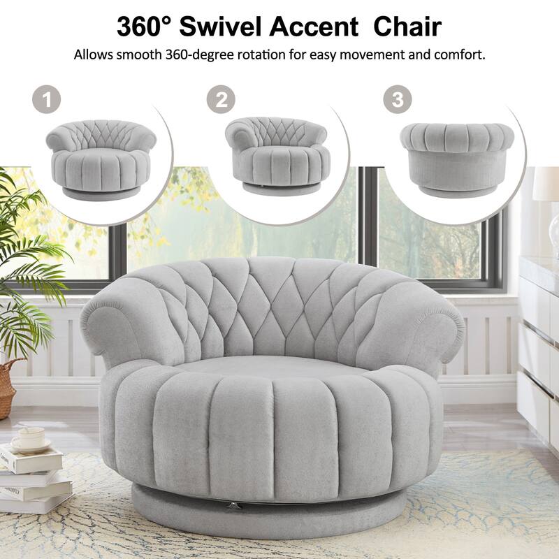 360° Swivel Accent Chair - Modern Barrel Club Chair for Living Room, Bedroom, Office Seating