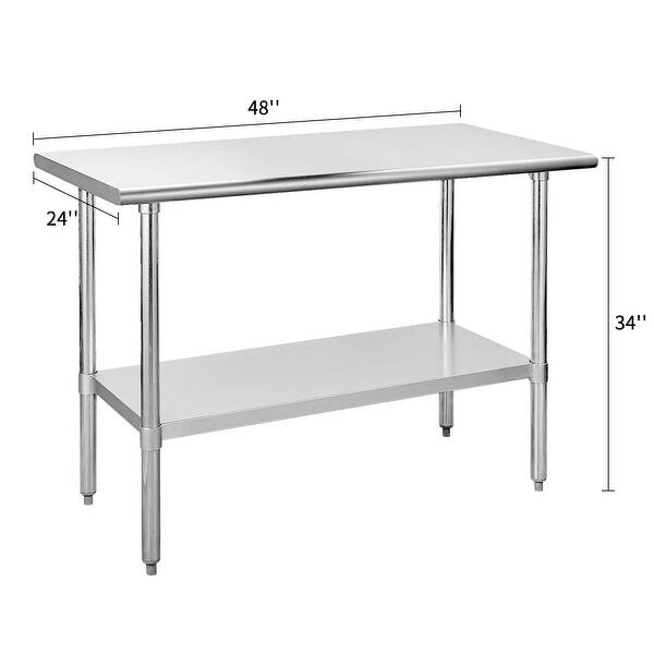 Heavy Duty Table with Undershelf and Galvanized Legs Bed Bath