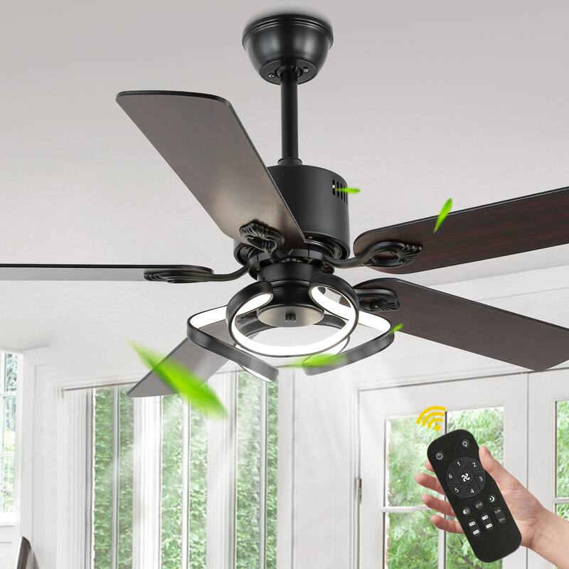 Bella Depot 52" Modern Ceiling Fan with Dimmable Light and Remote 6-Speed Reversible Motor