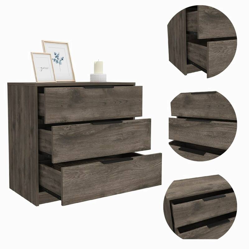 3-Drawer Rectangle Dresser White