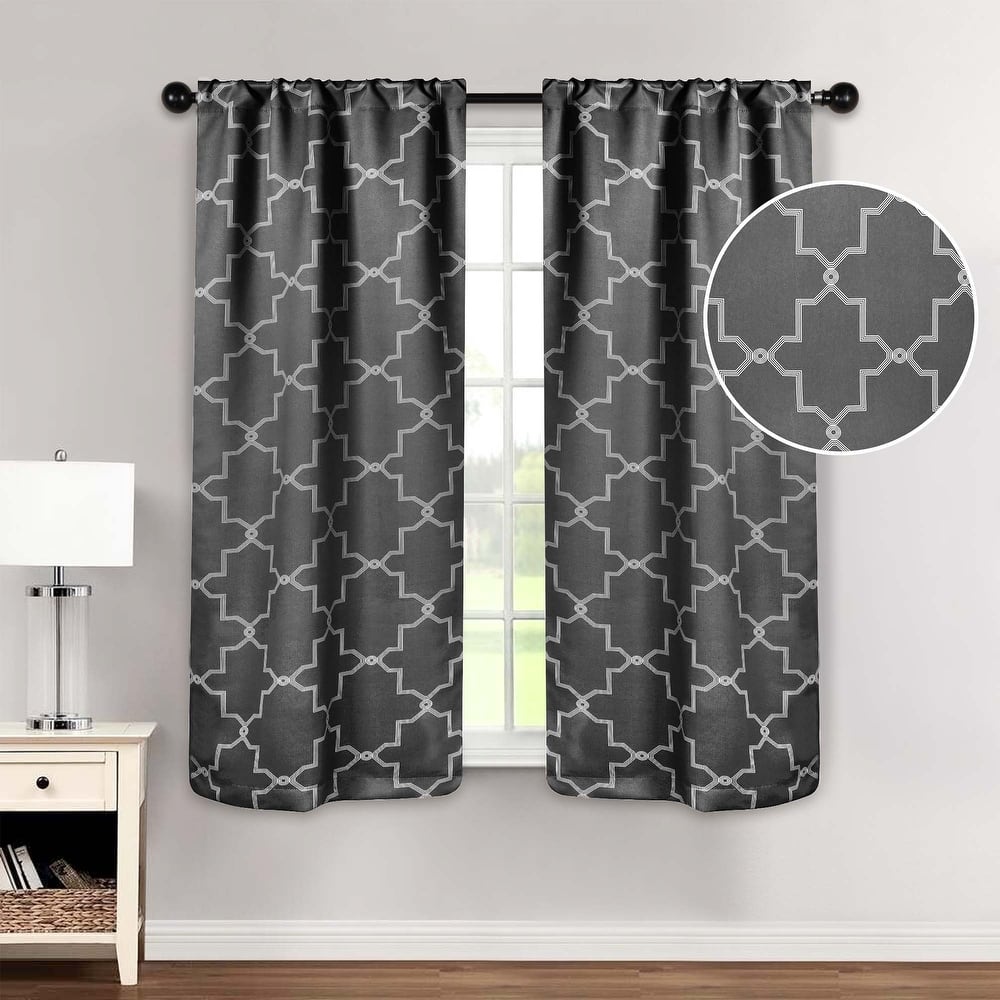 Superior Trellis Washable Room Darkening Curtains, Set of 2 Panels
