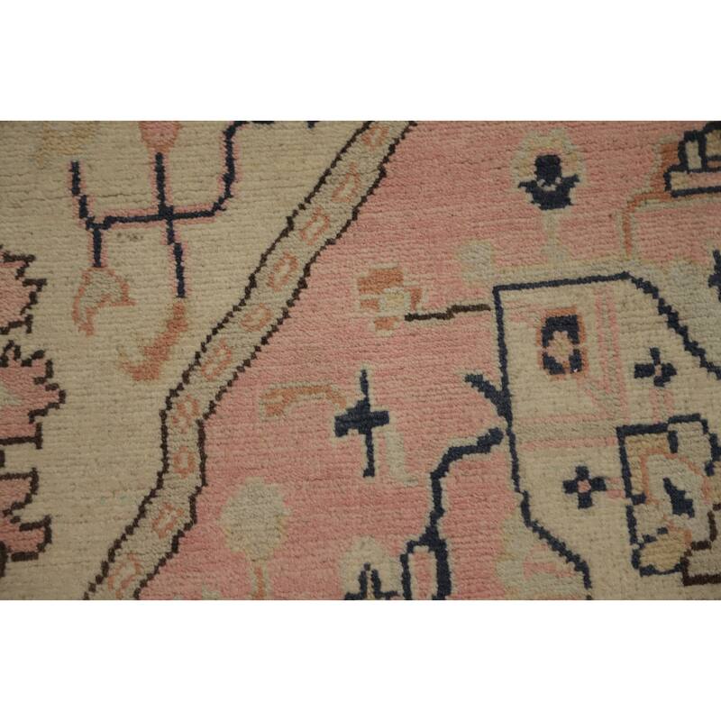 Hand Knotted Oriental 100% Wool Carpet Traditional Medallion Beige & Ivories Heriz (serapi) Area Rug - 9' 0'' X 5' 10''