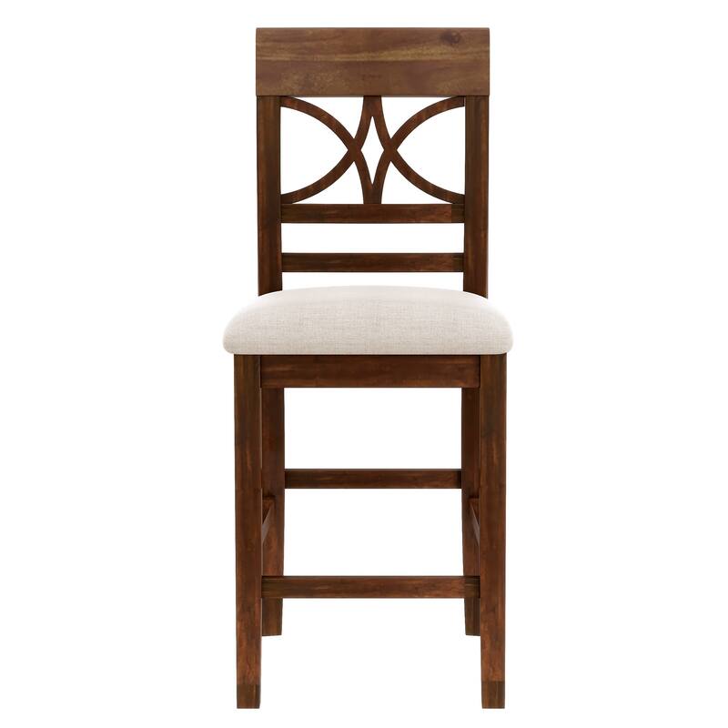 Rustic 6-Piece Counter Height Dining Set with Storage Shelf and Bench