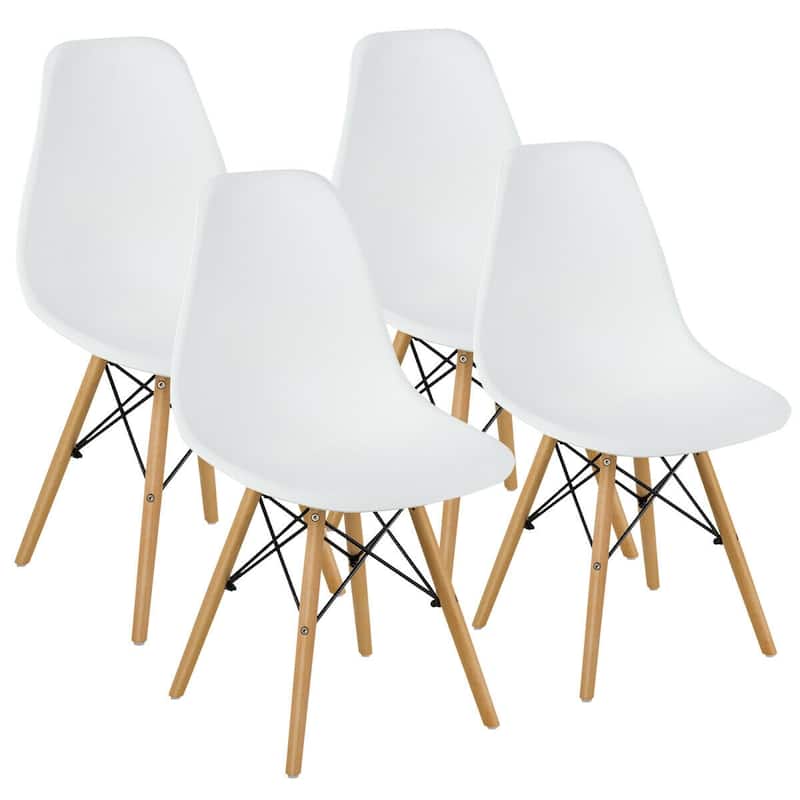 Gymax Set of 4 Modern Dining Side Chair Armless Home Office w/ Wood