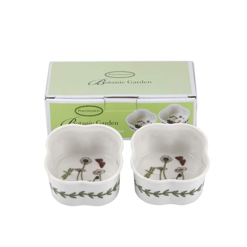 Portmeirion Set of 2 Botanic Garden Scalloped-Shaped Ramekins