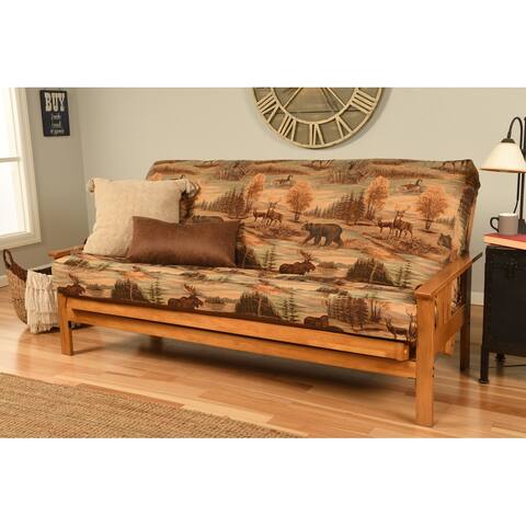 Somette Monterey Sofa in Butternut Finish with Removable Printed Mattress Cover