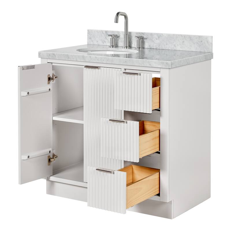 Ariel P37LCWOVO Milan 37" Free Standing Single Basin Vanity Set with