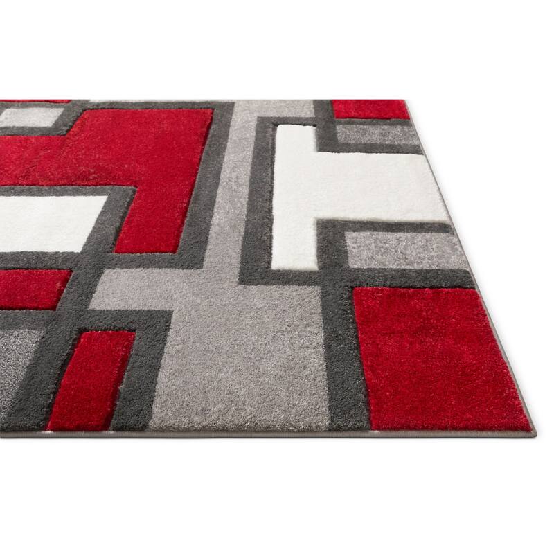 Well Woven Ruby Imagination Squares Modern Geometric Area Rug