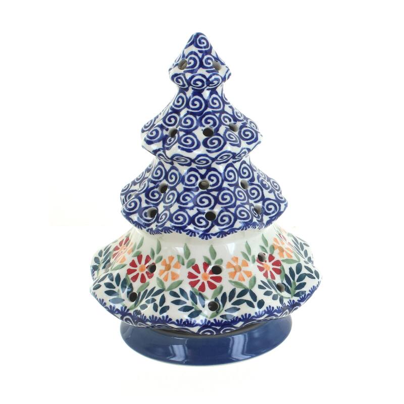 Blue Rose Polish Pottery C012 Manufaktura Tree Luminary - Garden Bouquet