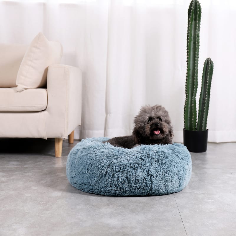 Home Soft Things Shaggy Pet Bed - 23"X23"X6" - SILVER BLUE