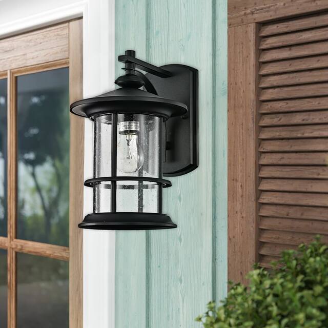 Brown Plug-in Outdoor Wall Lantern Sconce Porch Light With Clear Glass - Black