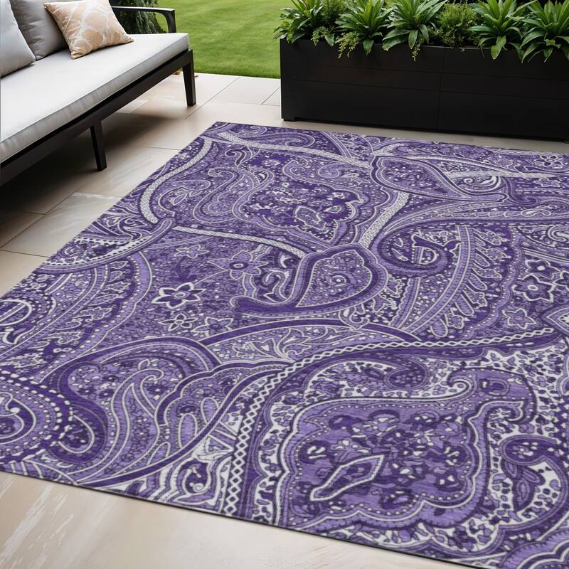 HomeRoots Paisley Traditional Rectangle Outdoor Rug - 5' X 8'