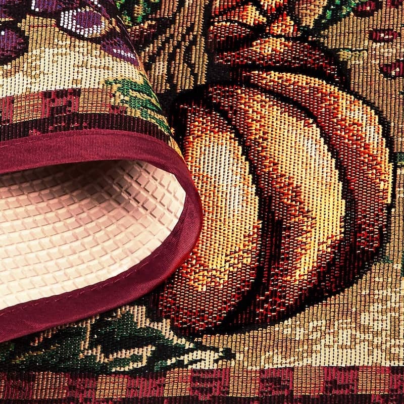 Violet Linen Fall Harvest Collection - Tapestry Pumpkins and Autumn Leaves Design - 19" X 27" Area Rug - 19" x 27"
