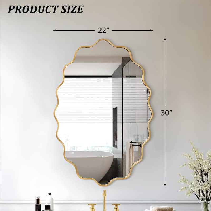 ALuminum Alloy Framed Wavy Oval Wall Mirror