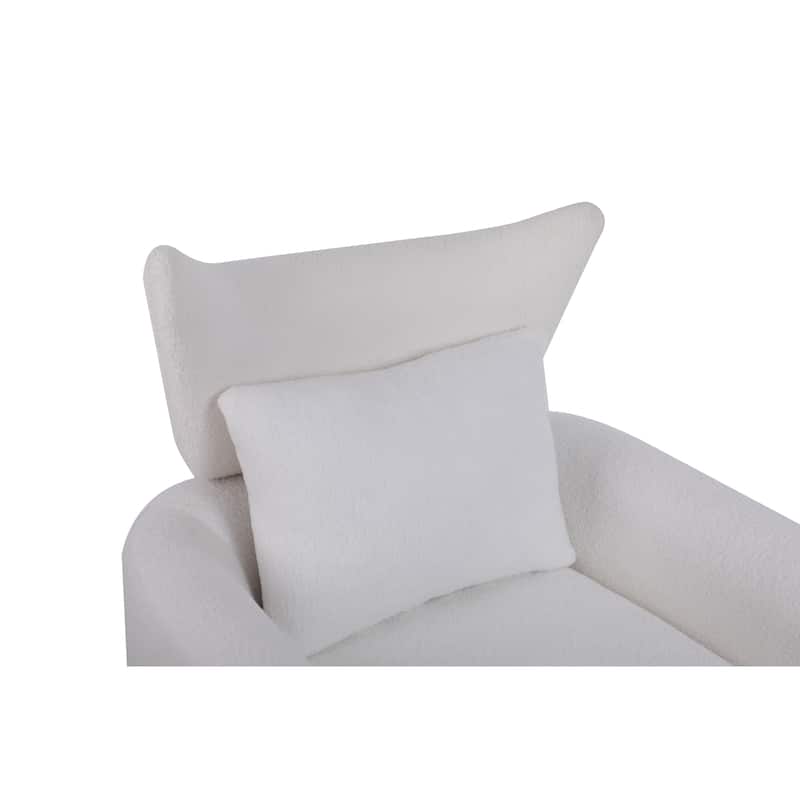 White Modern 29.9" Upholstered 360° Swivel Accent Chair with Iron Base and Pillow