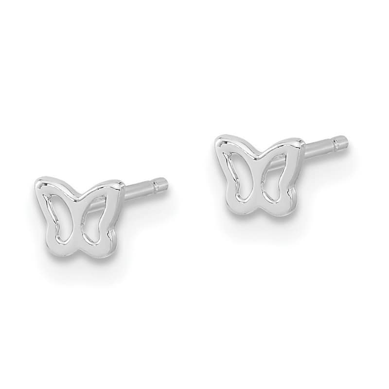 Curata 14k White Gold Small Open Butterfly Wings Post Earrings - 3.7x4.5mm