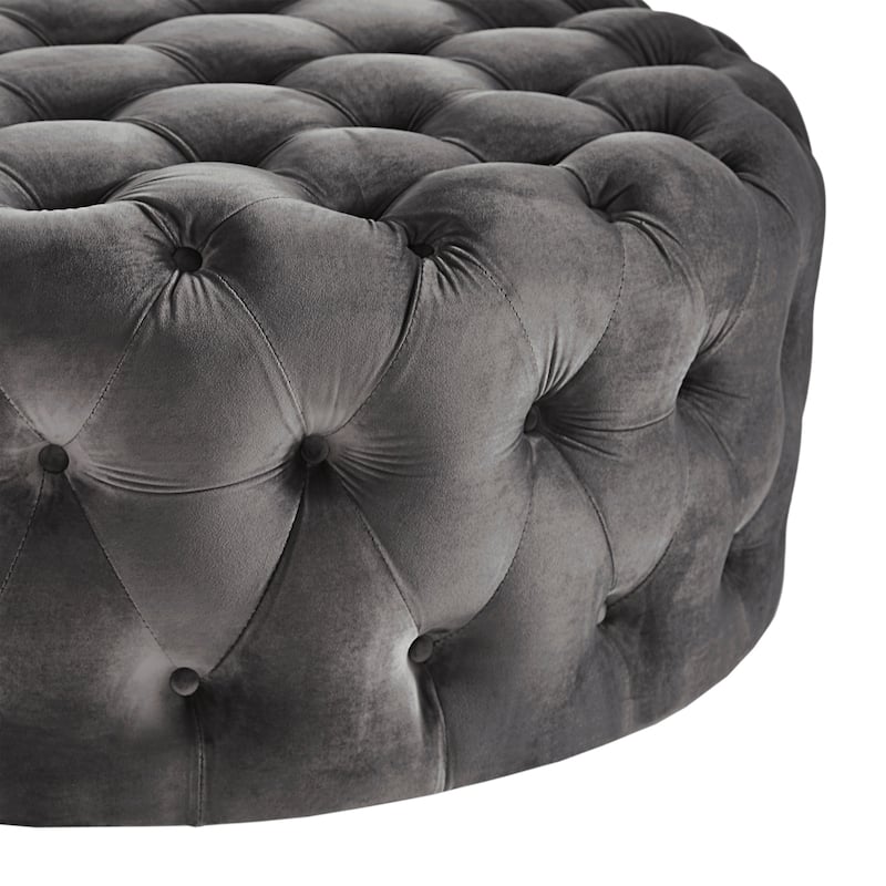 Knightsbridge Round Tufted Rolling Ottoman by iNSPIRE Q Artisan