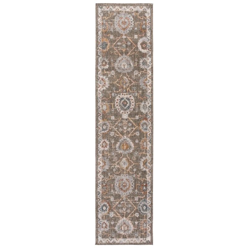 SAFAVIEH Vintage Rosewood Piroska Rug - 2' x 8' Runner - Green/Ivory Rust