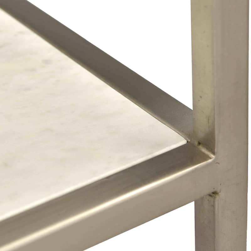 Cairo Brushed Nickel and White Marble Modern 80-inch Tall Bookcase