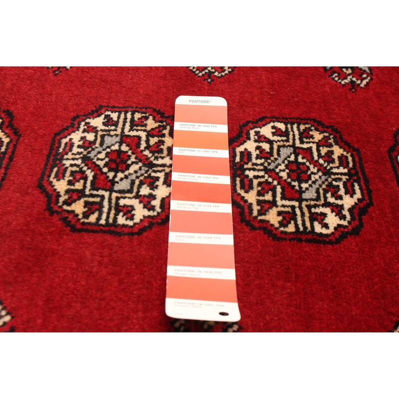 ECARPETGALLERY Hand-knotted Finest Peshawar Bokhara Red Wool Rug - 2'7 x 4'0