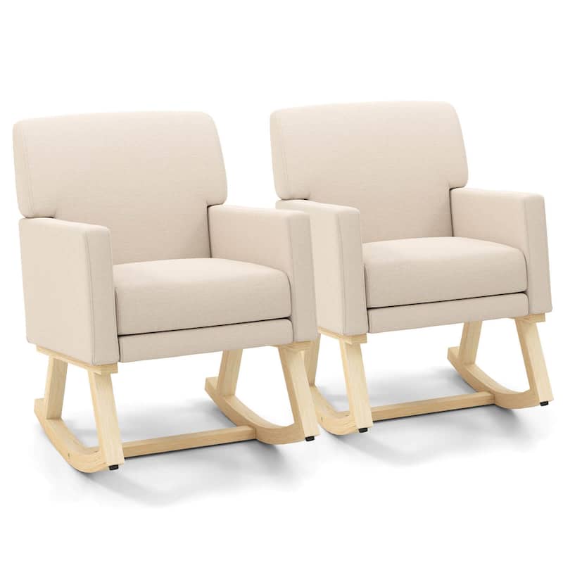 Costway Modern Upholstered Rocking Chair Rocking Armchair for Living - Set of 2