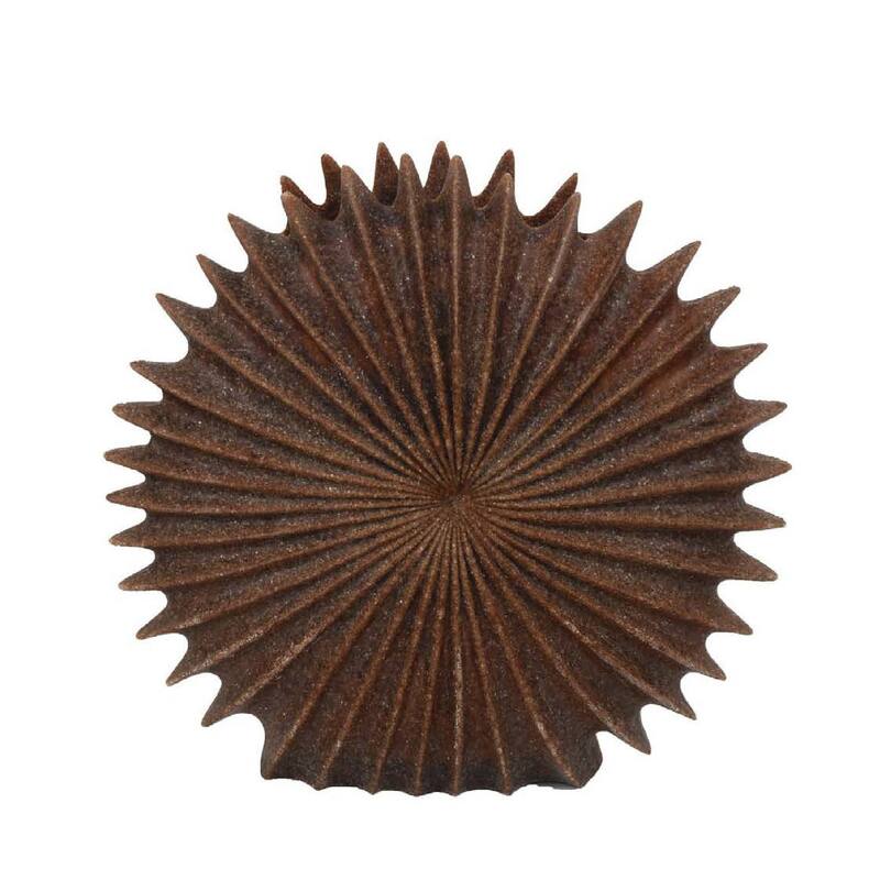 Accent Vase, Dark Brown Resin, Sunburst Pattern Textured, 14 Inch