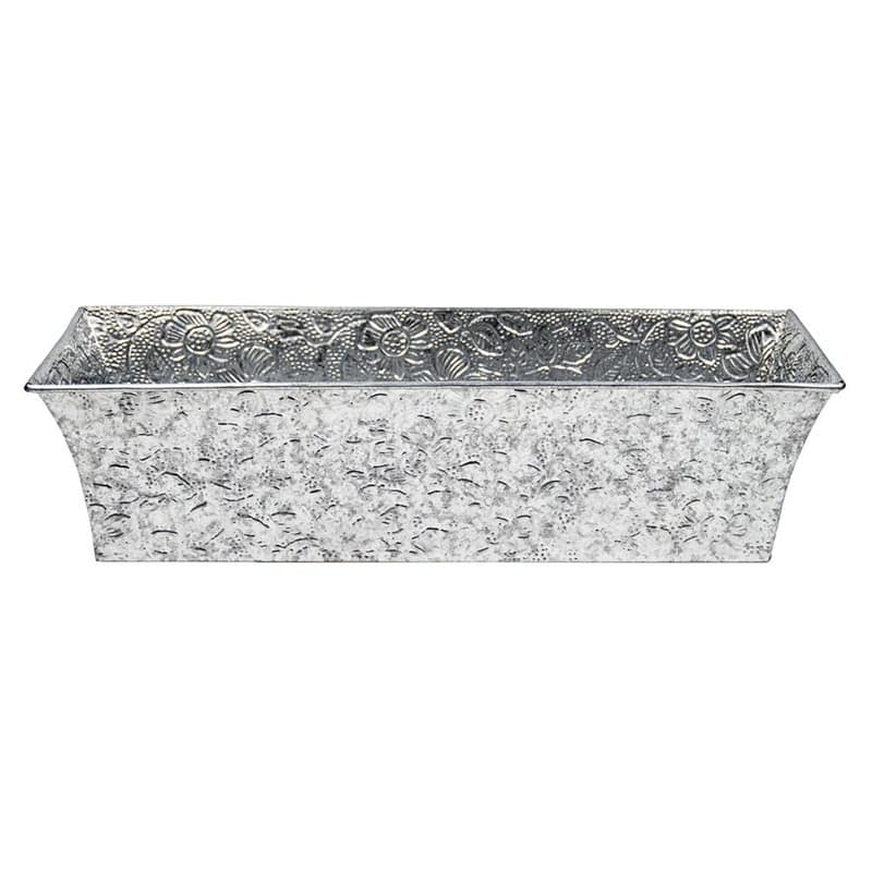Achla Designs Embossed Floral Pattern Flower Box, 24 Inch Wide, Steel Finish