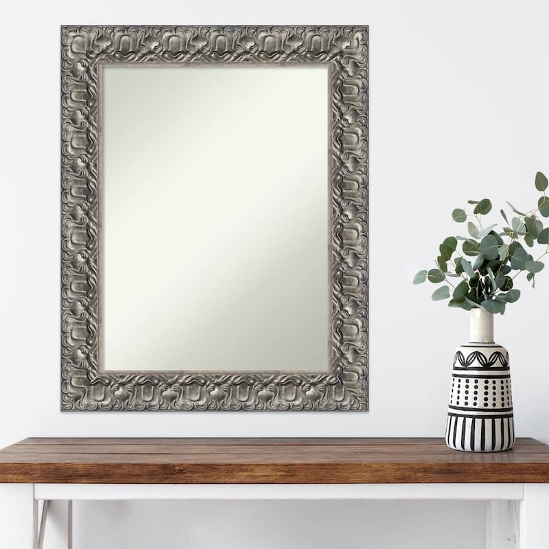 Non-Beveled Wood Wall Mirror - Silver Luxor Frame