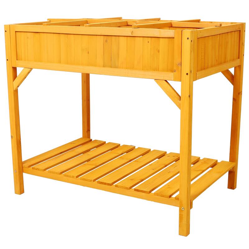 Wooden Raised Garden Bed, Elevated Design with 8 Grids for Flowers