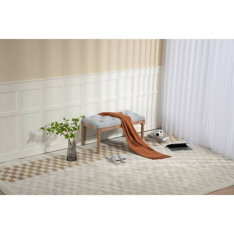 Traditional Rectangle Tufted Ottoman Bench