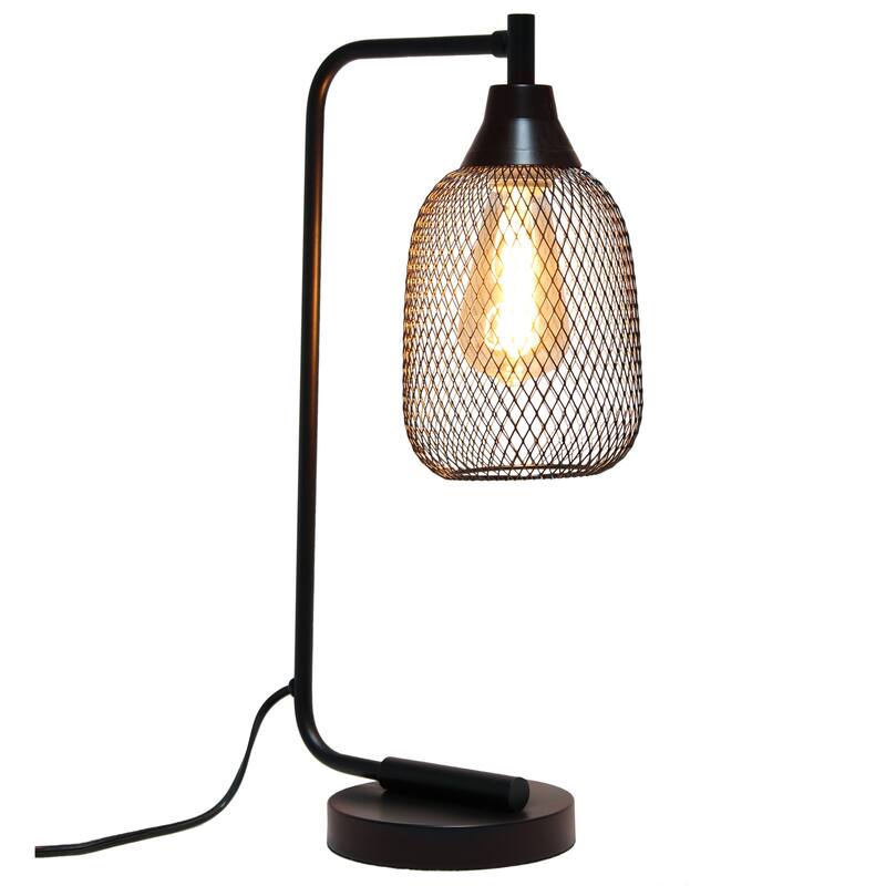 Industrial Style Desk Lamp with Mesh Wire Shade - 19" - Black