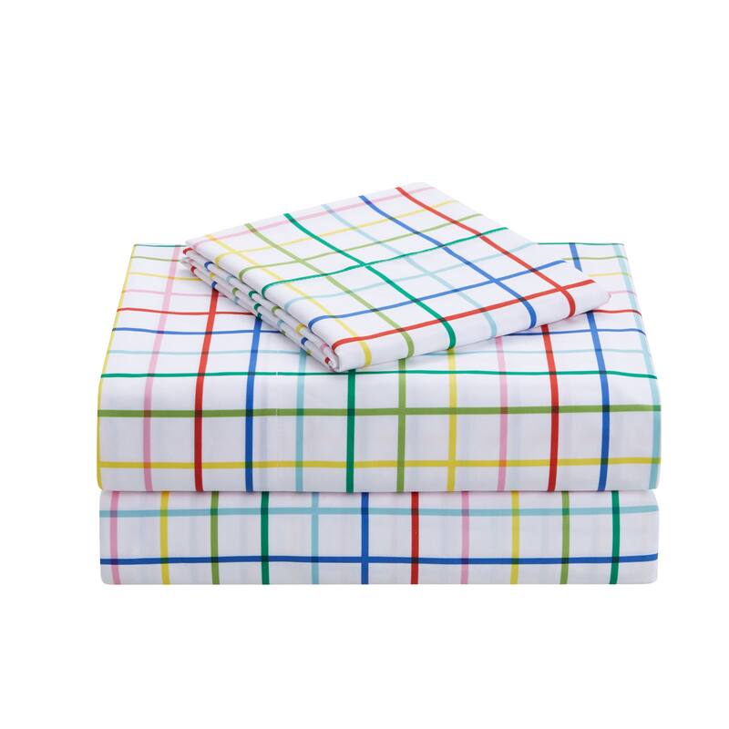 Asher Home Rainbow Plaid Sheet Set