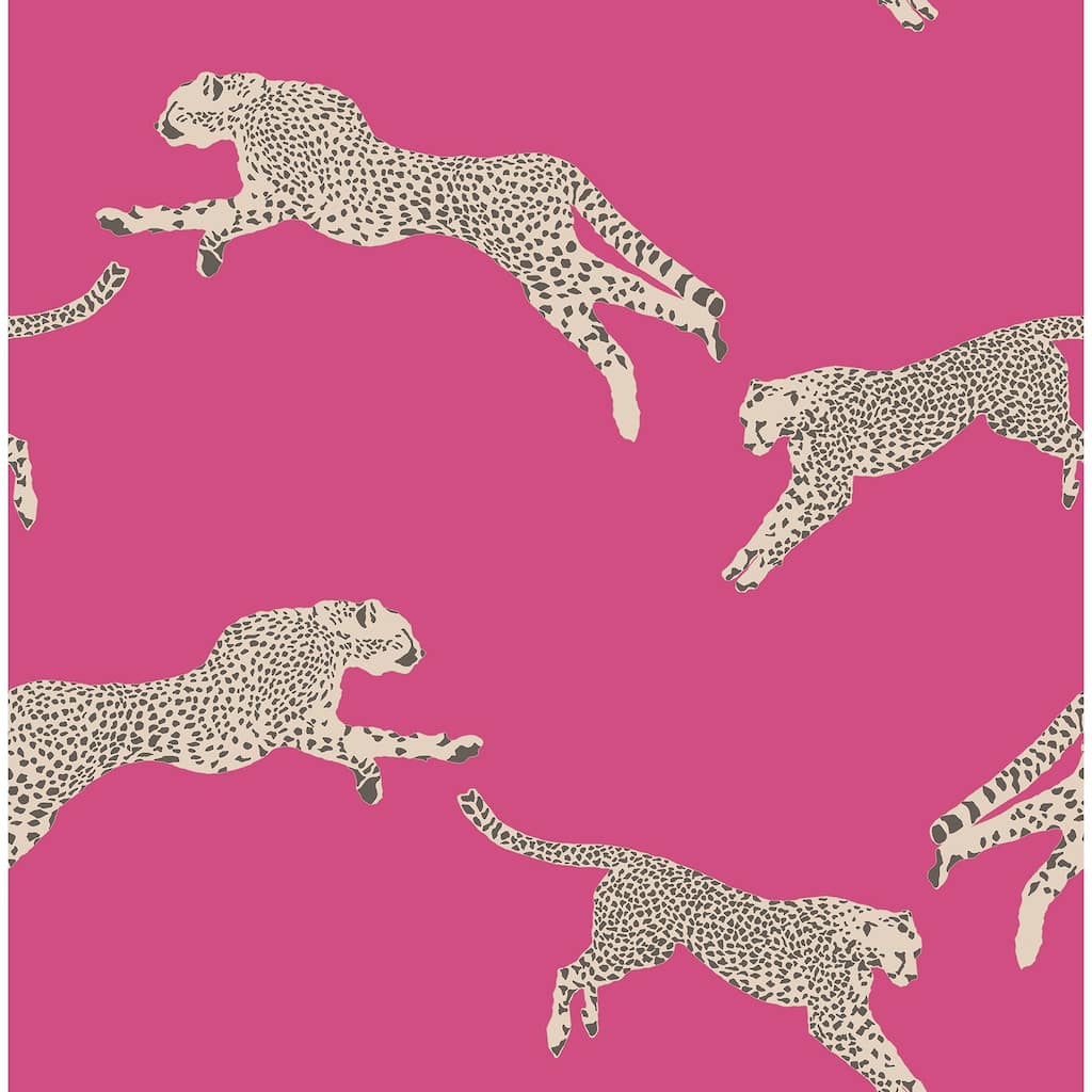 Scalamandre Bubblegum Leaping Cheetah Peel & Stick Wallpaper