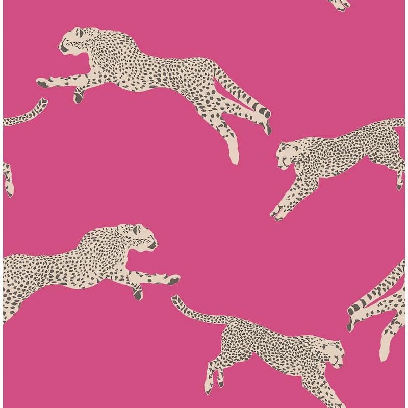 Scalamandre Bubblegum Leaping Cheetah Peel & Stick Wallpaper