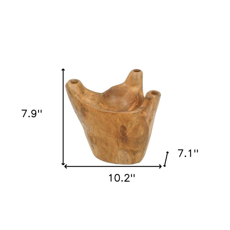 8" Natural Round Solid Wood Table Vase - 10.20