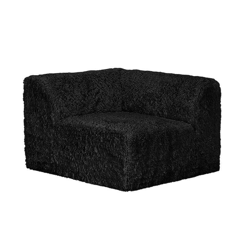 Furniture of America Ylena Modern Faux Fur Foam Modular Compressed Sofa Chair