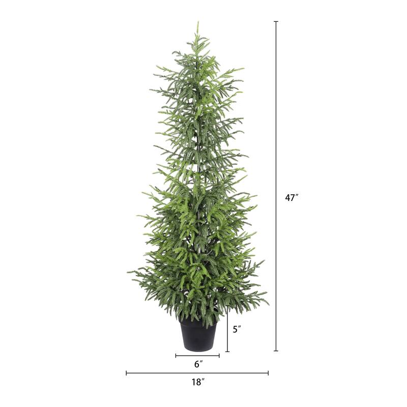 4" Artificial Real Touch Pine Tree in Black Plastic Pot, 1pc/set