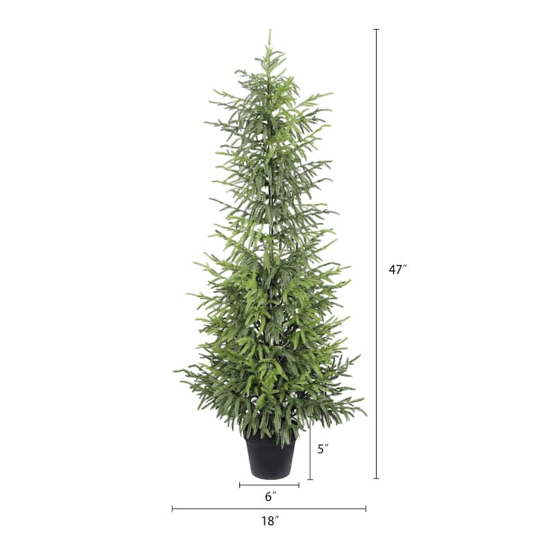 4" Artificial Real Touch Pine Tree in Black Plastic Pot, 2pc/set