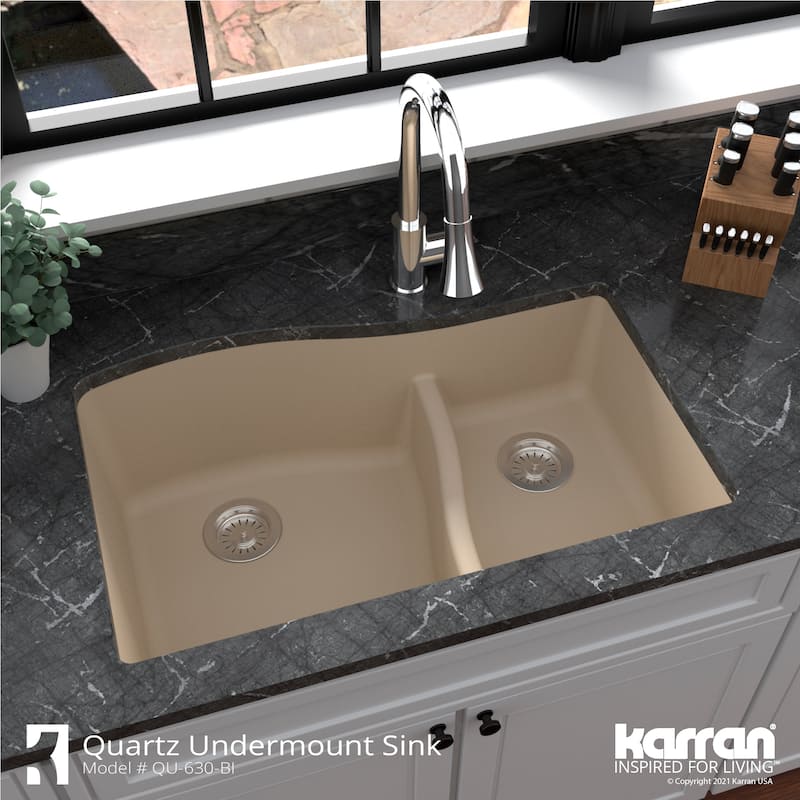 Karran Undermount Quartz Double-bowl Kitchen Sink