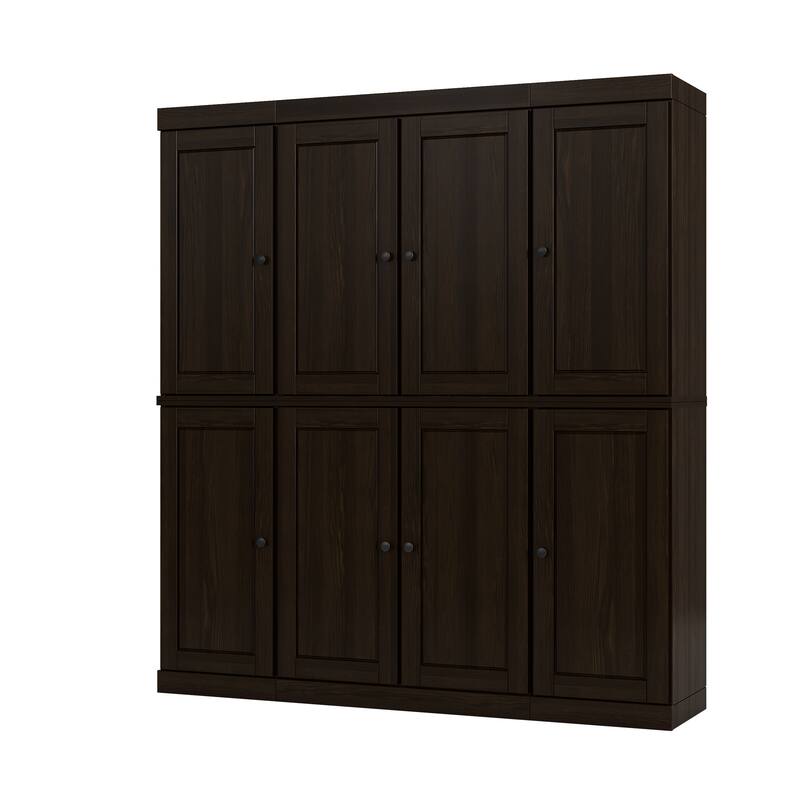 100% Solid Wood Tall Freestanding Kitchen Pantry Cabinet with Doors, Adjustable Shelves, Modular Storage, 65" W x 71.5" H