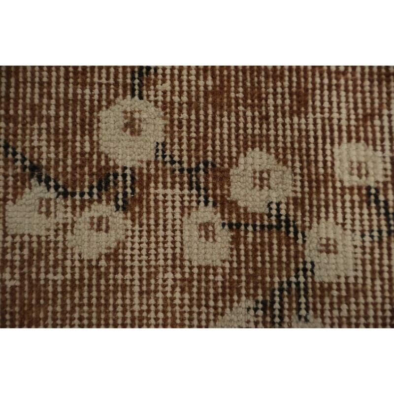 Hand Knotted Oriental 100% Wool Carpet Transitional Floral Brown Anatolian Area Rug - 9' 3'' X 5' 4''