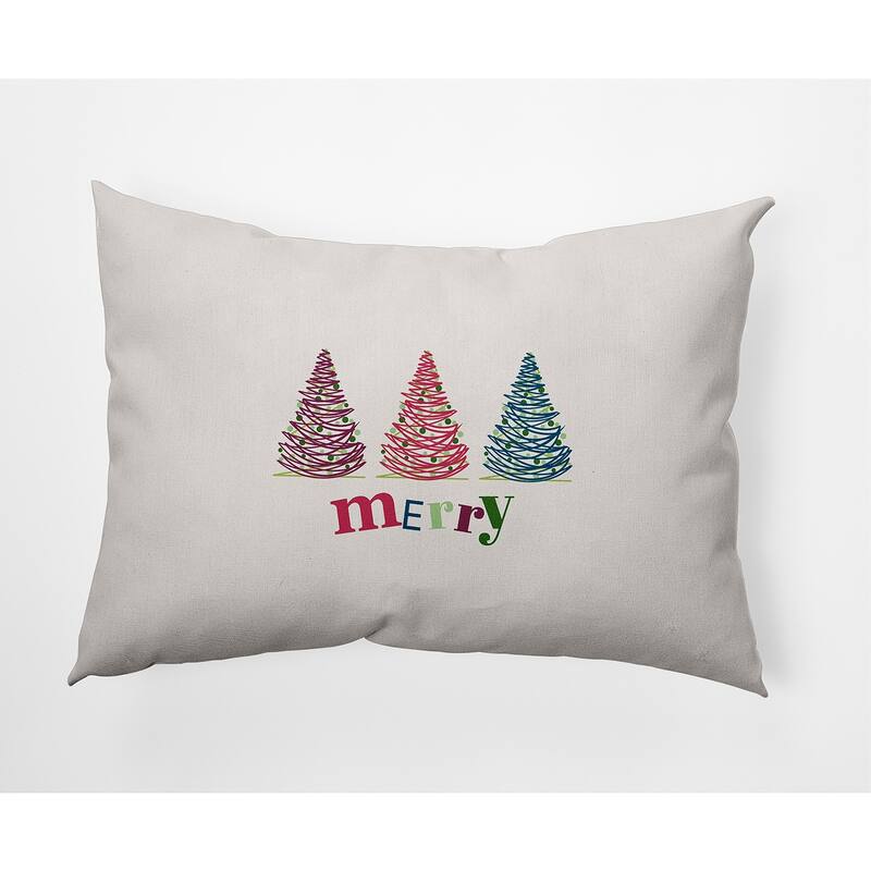 Merry Trees Christmas Indoor/Outdoor Throw Pillow - Multi - 14" x 20"