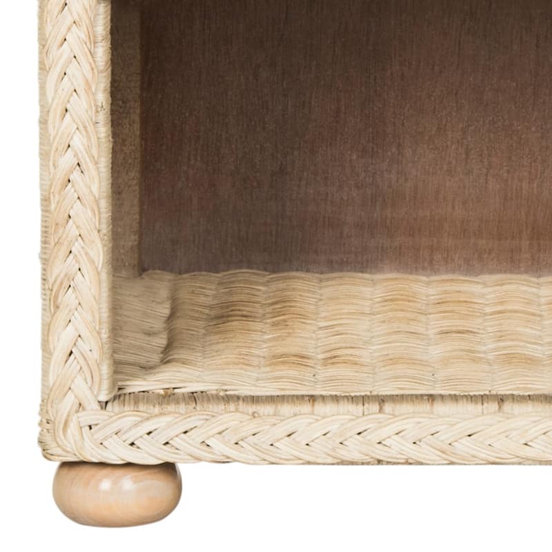 SAFAVIEH Alexie Wicker One Drawer Natural White Wash Nightstand
