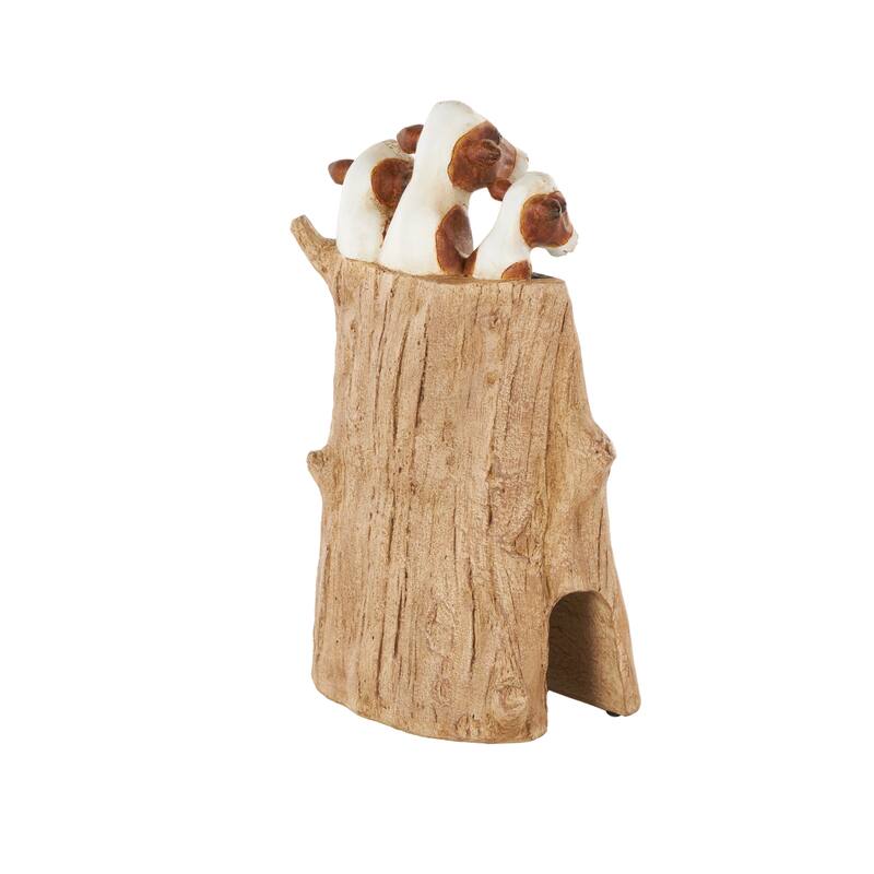 Black Polystone Chalkboard Cow Decorative Sign with Brown Tree Trunk Frame