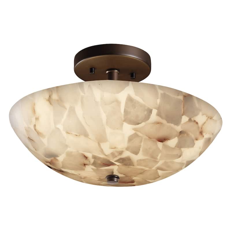 Porch & Den Hickman Alabaster Rocks Dark Bronze 2-light Round Bowl Semi-flush