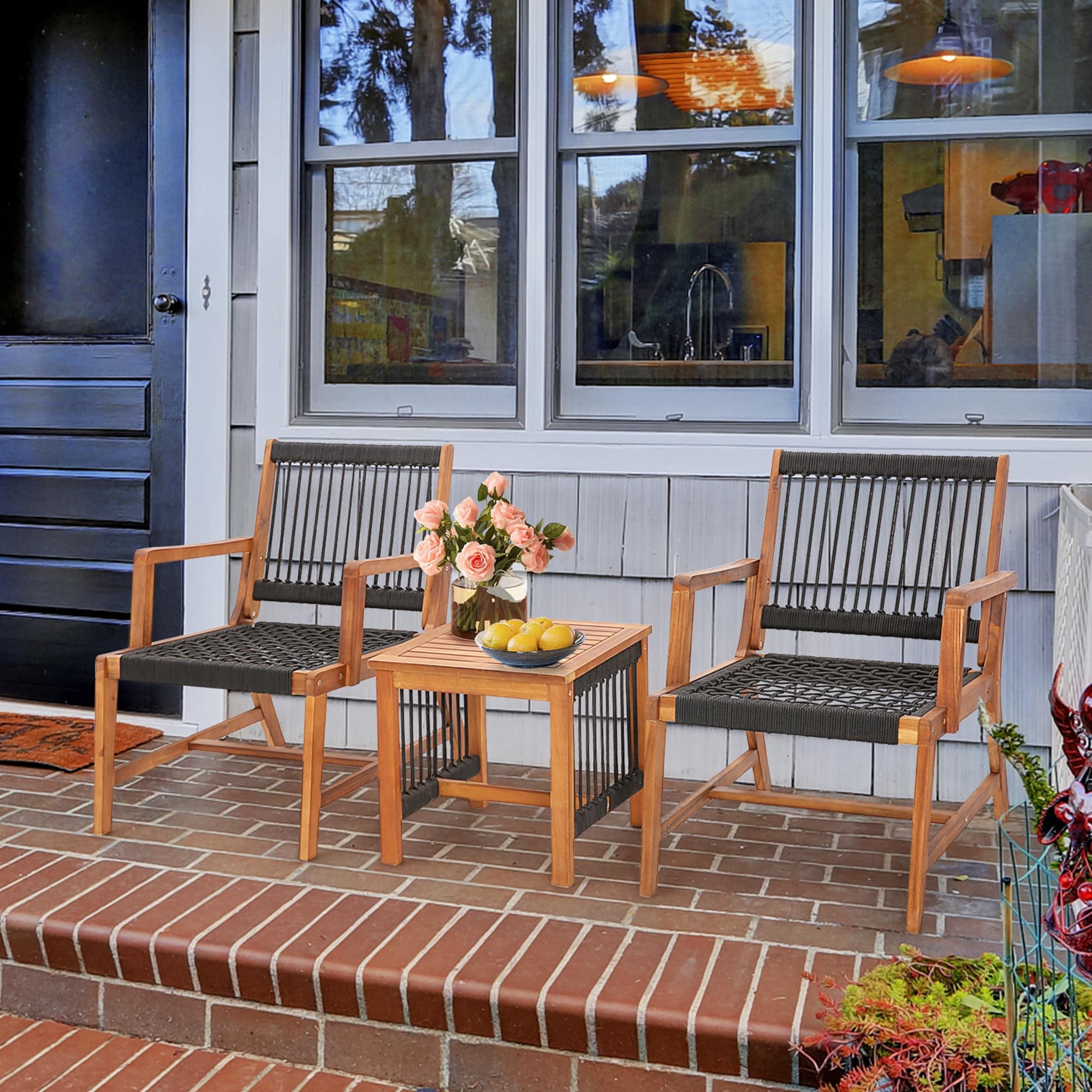 Wooden bench to bistro set deals
