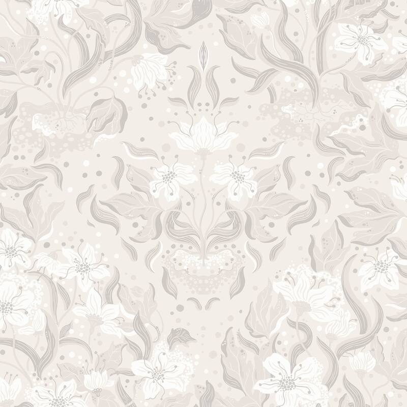 A-Street Prints Lisa Grey Floral Damask Wallpaper