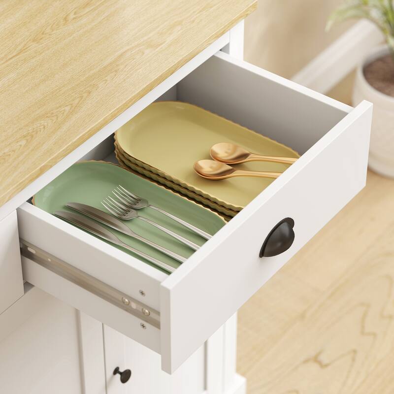 HOMCOM Kitchen Pantry Storage Cabinet with Microwave Stand, 71" Modern Kitchen Hutch with Glass Doors, Storage Drawers