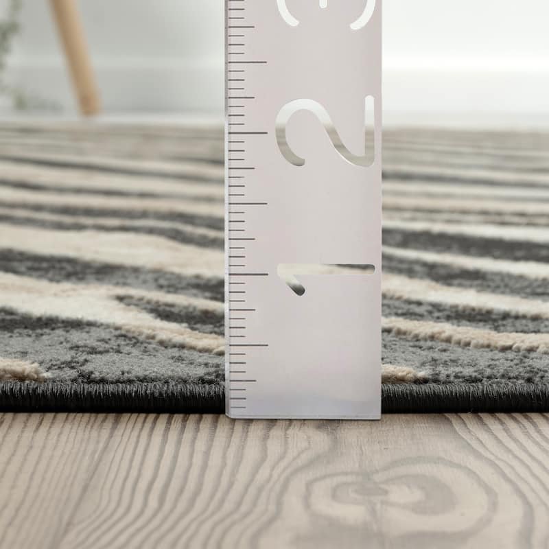 Abani Rugs TER160A Beige Black Diagonal Zebra Pattern Area Rug